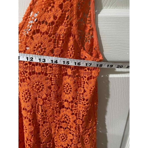 Zara langes Kleid Lochspitze orange rot Lachs Sommerkleid Strand Limited,Small - Picture 7 of 12